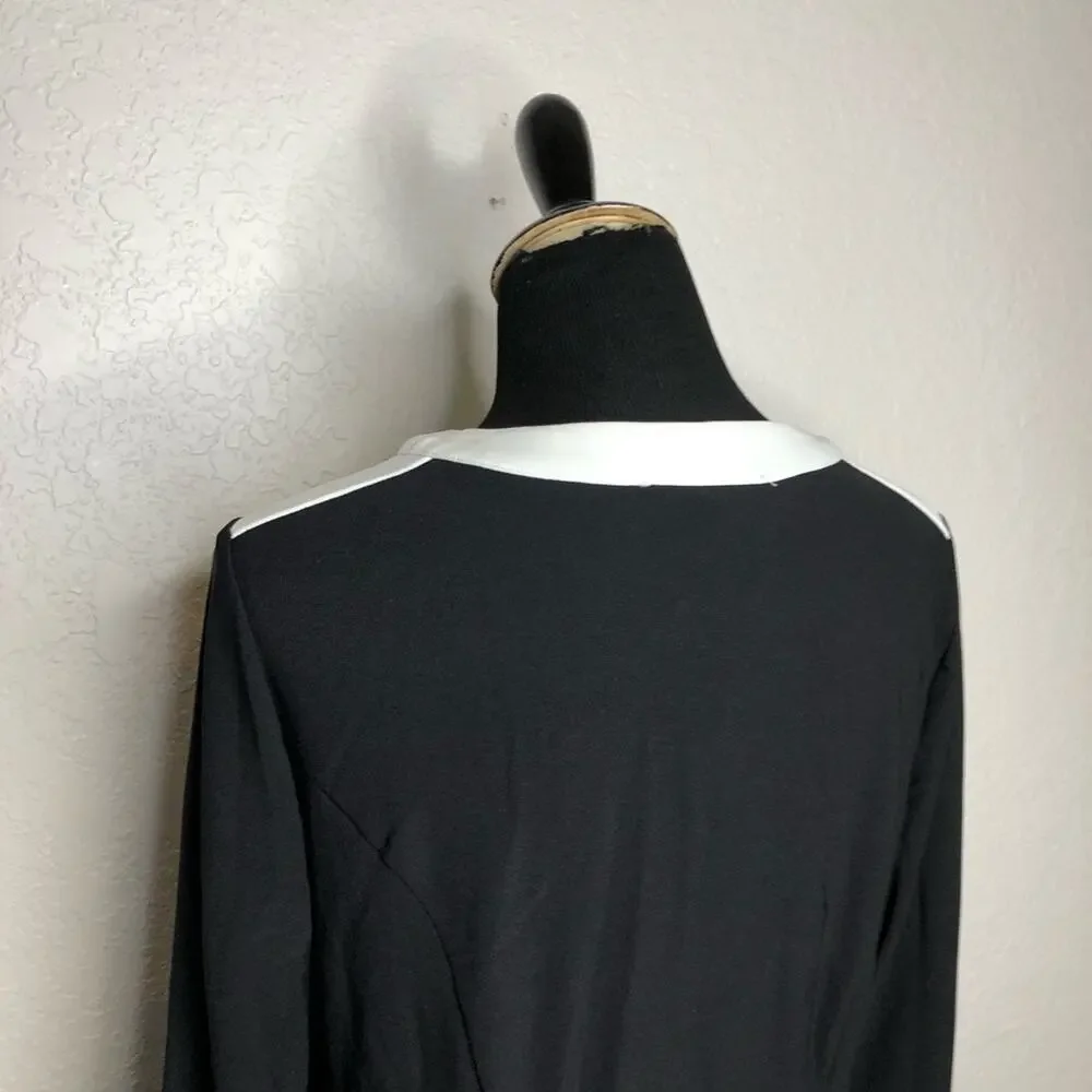 Boston Proper black white trim zip front blazer jacket size Medium NWOT